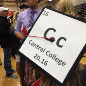 Elemental mortarboard at Central College graduation.