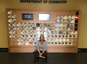 I post insecurely in front of the periodic table display  at the U of Iowa (featuring actual elements).